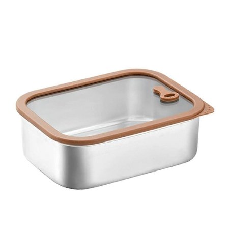 Matbokser i rustfritt stål med lokk av herdet glass, lekkasjesikre matbokser, lufttette