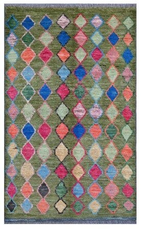 Noué À La Main Moroccan Berber - Afghanistan 88X150 Tapis De Laine Noir/Vert Foncé Petit