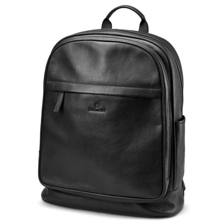 Mochila para ordenador portátil de cuero de plena flor negra para hombres - Bolsos de cuero