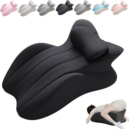 Stor Ergonomisk Pude til Maveliggende, Superblød Sovende Pude med Aftageligt og Vaskbart Betræk