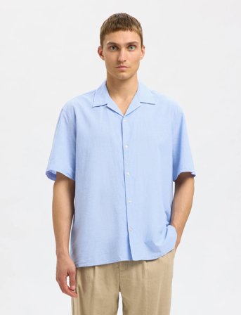Selected Slhrelaxsun Shirt Ss Resort - Blue - L