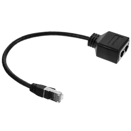 Ethernet Splitter RJ45 Hane Till Dubbel RJ45 Hona Ethernet Adapter Modulär Kontakt db Svart 31X3.2CM