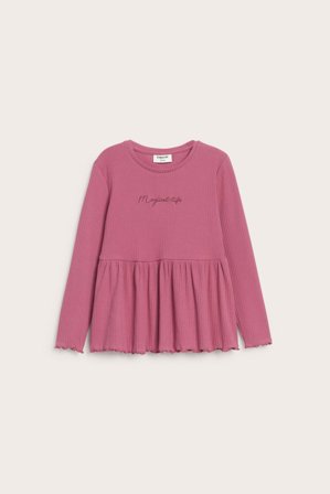 Kappahl | Ribbad peplumtopp | Mörkrosa