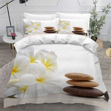 Pussilakanasetti pojille ja tytöille, peittopussi Zen Spa Zen hierontakivi 3D-painettu vuodevaatesetti hengittävää korkealaatuista vuodevaatesettiä 