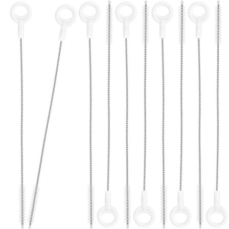 10 stk. rengjøringsbørstesett for sugerør i rustfritt stål med langt håndtak for flasker, kopper og gryter (FMY)