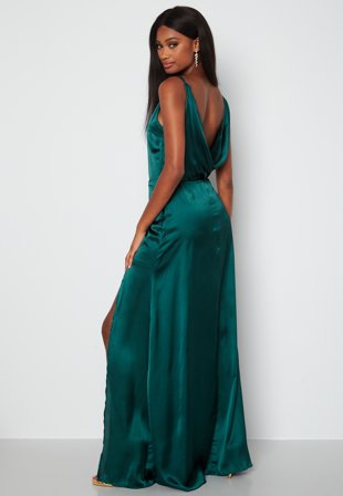 Bubbleroom Occasion Laylani Satin Gown Dark green Klær