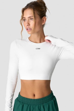 Contrast Cropped Long Sleeve White