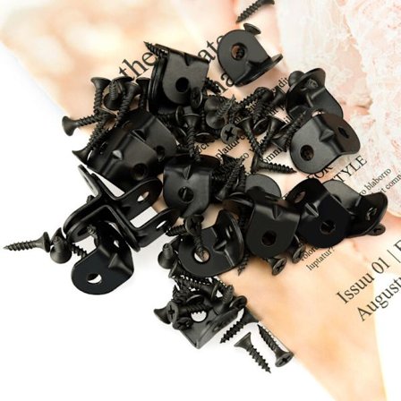 20 kappaletta mustia kulmatelineitä, L-kulmateline, pieni metallilinkki, suorakulmainen hyllynkannatin, 90 asteen kulmateline ruuveilla puulle, 