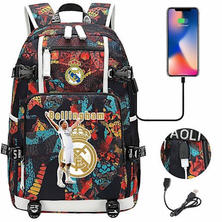 Jude Bellingham mønstret trykt rygsæk, studentertaske, stor kapacitet rejsetaske stil 60