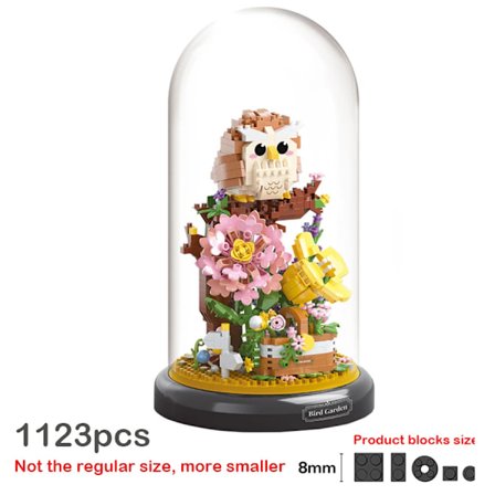 Kreativ trädgårdsserie panda uggla blomsterbukett kruka 3D mikropartikel pussel montering byggsten modell leksaker för barn gåvor