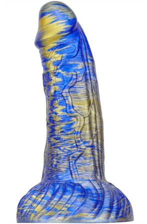 Metallic Fantasy Dildo Gentax Blue/Gold 18,5 cm Dragon dildo - Blushme.se