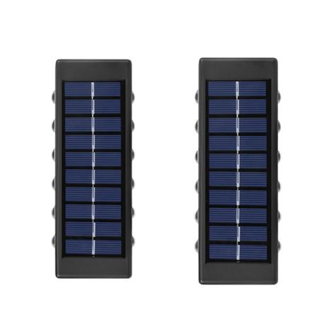 6-pak solcelled vegglamper utendørs, 12 LED vanntett solgjerde L