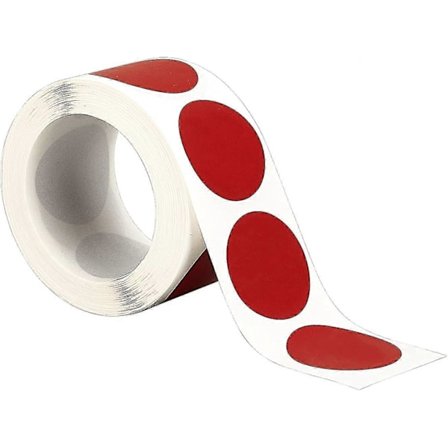 500 stk./rulle skrabelodsmærkater runde etiketter (rød)