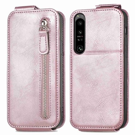 Vertikalt Sony Xperia 1 IV fodral med dragkedja - Rosa