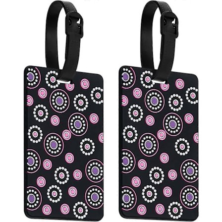 Bagagemærker, 2-pak, Kufferter Etiketter ID-etiketter Visitkortholder/Rejse ID Bag Tag (Sort Blomst)