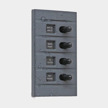 Schakelpanelen / zekeringenpaneel Connex Waterproof Switch Panel, 12 V DC, 15 A, 4 schakelaars, met steekzekeringen