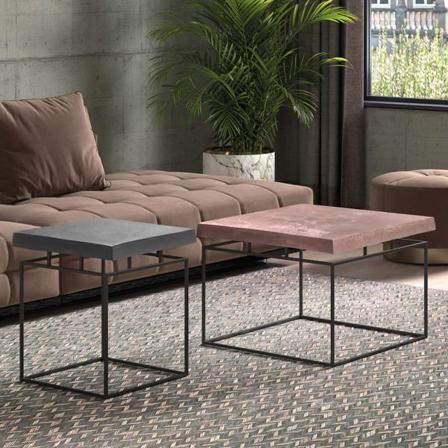 Rousseau Soffbord Set 2 St Aron Metall Grå Och Rostfärgad Multifärg