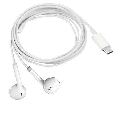 USB-C Hörlurar med Brusreducering, Mikrofon och Kontrollknappar, Längd 1.2m, Vit