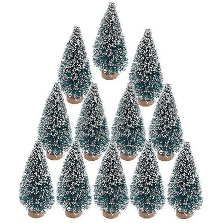 24 kpl Mini Tekollisia Lumi Sisal Joulukuusi Puinen Jalusta Muovipuu Talvi Lumi Pöytäkoriste