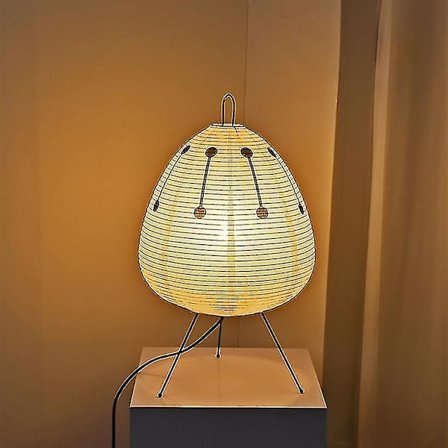 Japansk kreativ stativ golvlampa sovrum sängbord skrivbord vit rispapper bordslampa hem hotell loft belysning deco stativlampa (EU-kontakt, trycklampa