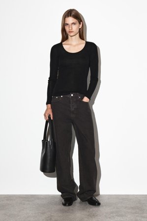 COS Women's Merino Wool Scoop-Neck Top in Black