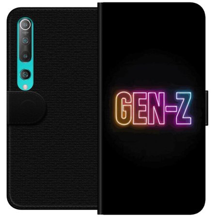 Kompatibelt Plånboksfodral till Xiaomi Xiaomi Mi 10 5G Neontext Gen Z i färgstarkt ljus mot mörk bakgrund i modern digital stil