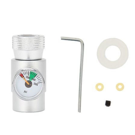 CO2 Påfyllingsadapter Kobling Gassregulator Sølv Soda ASA med 3000psi Trykkmåler