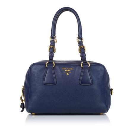 Prada Vintage Pre-owned Vitello Daino Shoulder Tas , Blauw , Dames , Maat: ONE Size Vintage Tassen