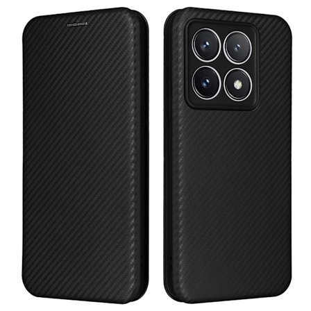 SKALO Xiaomi 14T Pro Carbon Fiber Plånboksfodral - Svart