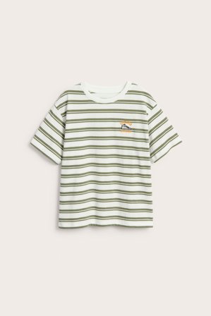 Kappahl | T-shirt oversize w paski Offwhite 86/92 | Offwhite