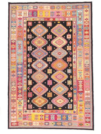 Håndvævet Kelim Suzani 200X300 Uldtæppe Rød/Orange