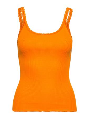 Cotton Top Regular W/ Lace Top Ærmeløs Top Orange Barbara Kristoffersen By Rosemunde