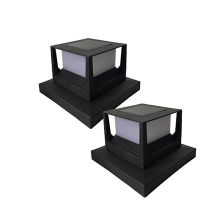 2 stk. Solcellelampe til hegn, portstolpe, hovedlampe, LED-lampe til villa, søjlelampe til husport, terrasse, havemur