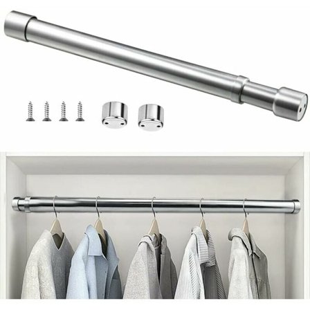 Utvidbar garderobestang i rustfritt stål 51 cm til 80 cm justerbar teleskopisk gardinstang anti-korrosjon utvidbar garderobeslange for garderobe bad