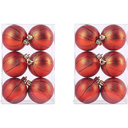 Sett med 12 Julekuler til å henge på juletreet, ubruddbar hvit