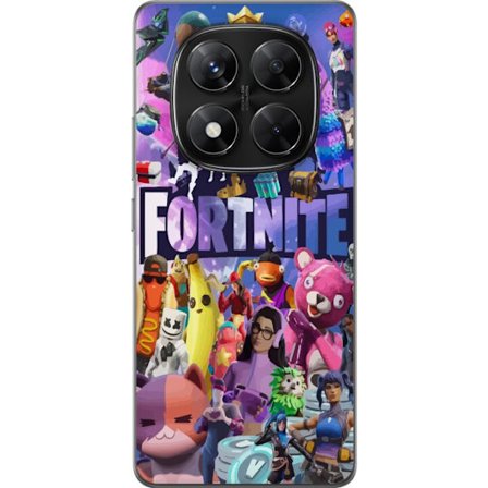 Kompatibelt Mobildeksel til Xiaomi Redmi Note 14 Pro Fylt med populære skins, våpen, llama, Victory Royale-symboler og fargerike detaljer fra spillets