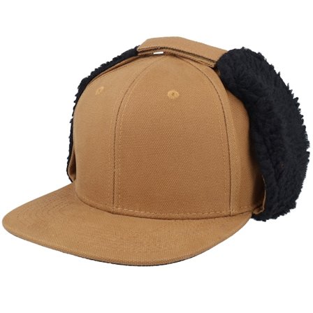 Equip - Marron earflap Casquette - Canvas Flatbrim Caramel/Black Earflap @ Hatstore
