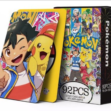 92 Pok e mon Anime Dubbelsidiga Lomo-kort och Mini-klistermärken