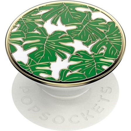 PopSockets PopGrip - Stöd och grepp för smartphone och surfplatta med en utbytbar topp - Emalj Monstera