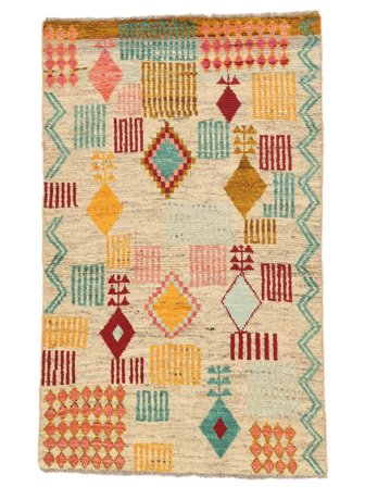 Hand Knotted Berber Colourful Rug 88X145 Orange/Brown