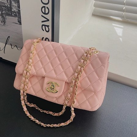 Enkel skulderveske med kjede, kamelia, dameveske, svart Pink