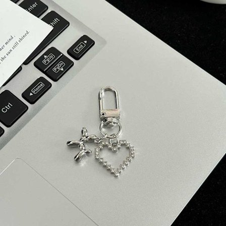 Y2K Sølvfarve Metal Sommerfugl Nøglering Sød Cool Cherry Key