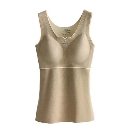 Varm Underställ Välvda Väst Vinter Kvinnor Solid Botten med Bröstkudde Camisole Slank Varm Sling Väst Kvinnlig Termisk Underkläder BROWN 4XL(80-90KG)