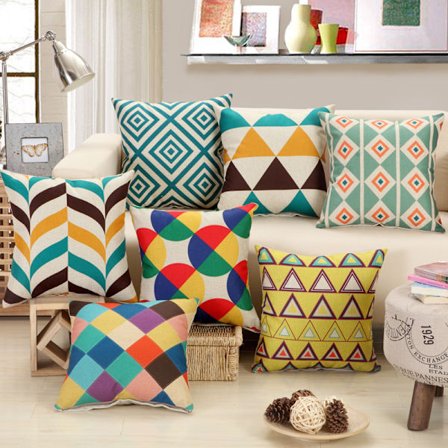 Set med 9 Kuddfodral 45 x 45 cm Dekorativa Snygga Mjuka Kuddar