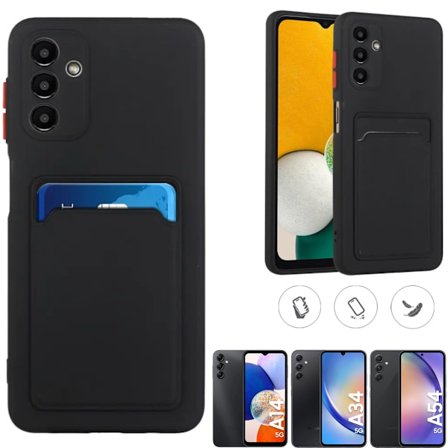 Musta korttikotelo suojakotelo Samsung A14/A34/A54 - VALITSE: