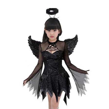 Ghost Angel Costume Girl's Halloween Princess Dress With Wings -a