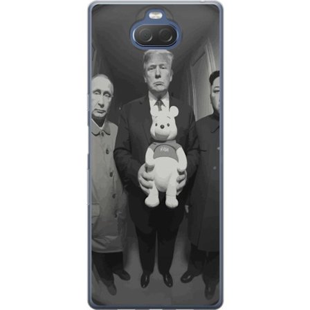 Yhteensopiva Puhelinkuori Sony Sony Xperia 10 Plus Mustavalkoinen taideteos surrealistisella poliittisella symboliikalla ja odottamattomalla kontrasti