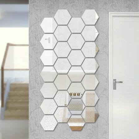 12 stk. 3D Hexagon Akryl Spejl Vægklistermærker DIY Kunst Dekoration