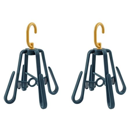 2 kpl tuulenpitävä kenkäteline monitoiminen pyörivä ripustin kestävä koukut kotitalous kuivausteline parvekkeelle - sininen