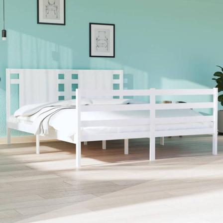 Vidaxl Sängram Vit Massiv Furu 140x190 Cm Vit